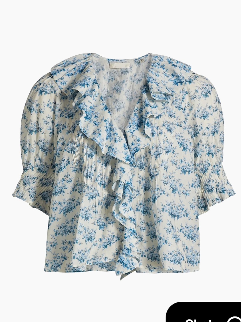 Maison d’Amelie Blue Floral Ruffle Blouse
